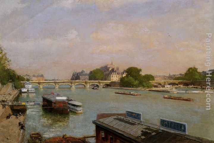 Ile de la cite painting - Luigi Loir Ile de la cite art painting